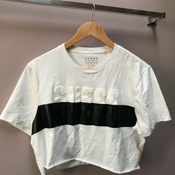 Guess Graphic Black and White Crop Top - Picture 7 of 8